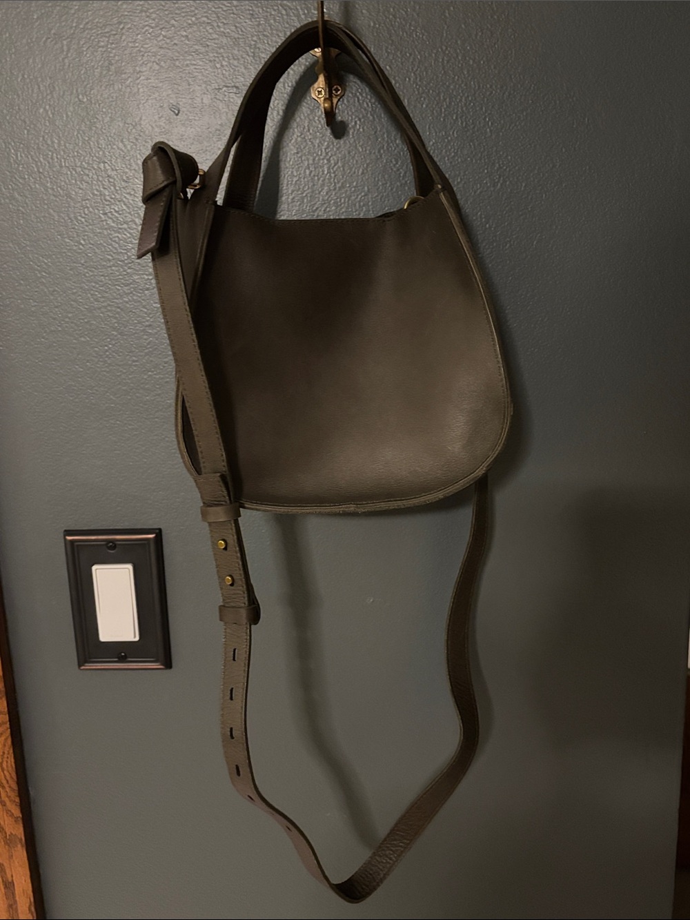 Madewell Hobo Olive Green Leather Shoulder Bag